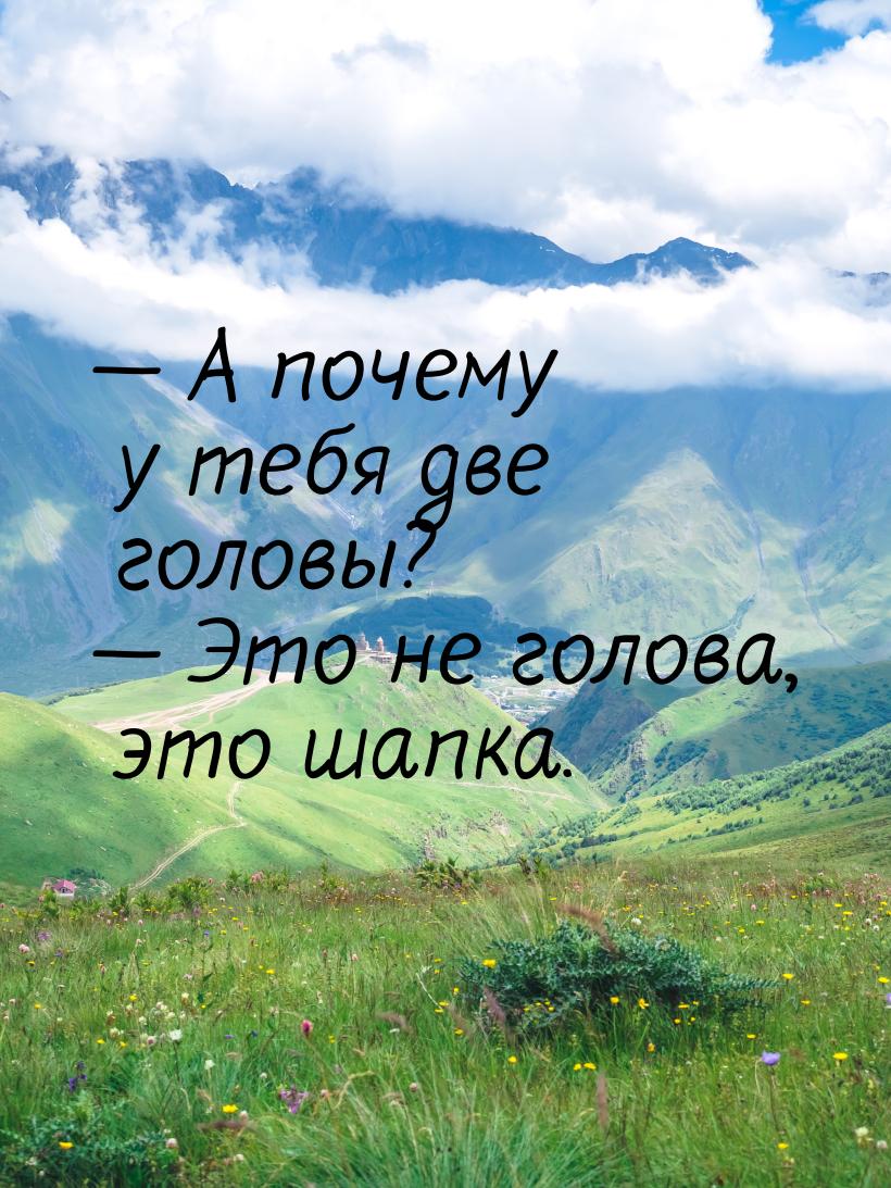 — А почему у тебя две головы? — Это не голова, это шапка.