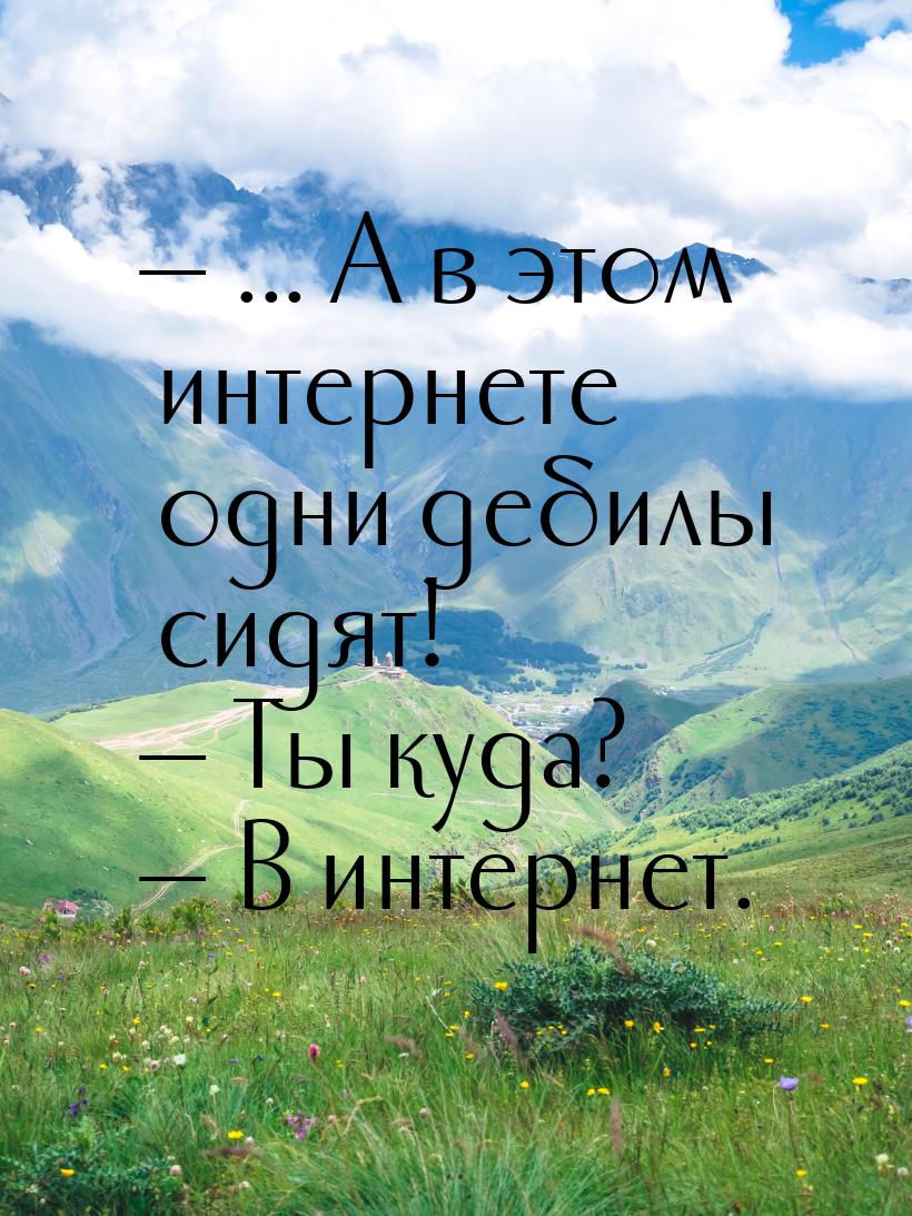  ... А в этом интернете одни дебилы сидят!  Ты куда?  В интернет.