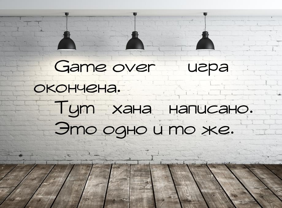 — Game over — игра окончена. — Тут хана написано. — Это одно и то же.