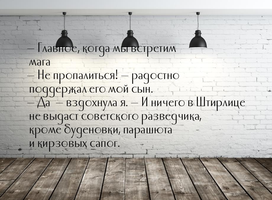 — Главное, когда мы встретим мага… — Не пропалиться! — радостно поддержал его мой сын. — Д