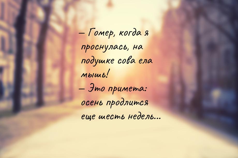 — Гомер, когда я проснулась, на подушке сова ела мышь! — Это примета: осень продлится еще 