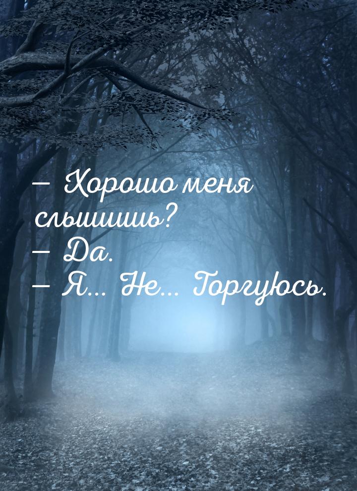 — Хорошо меня слышишь? — Да. — Я… Не… Торгуюсь.