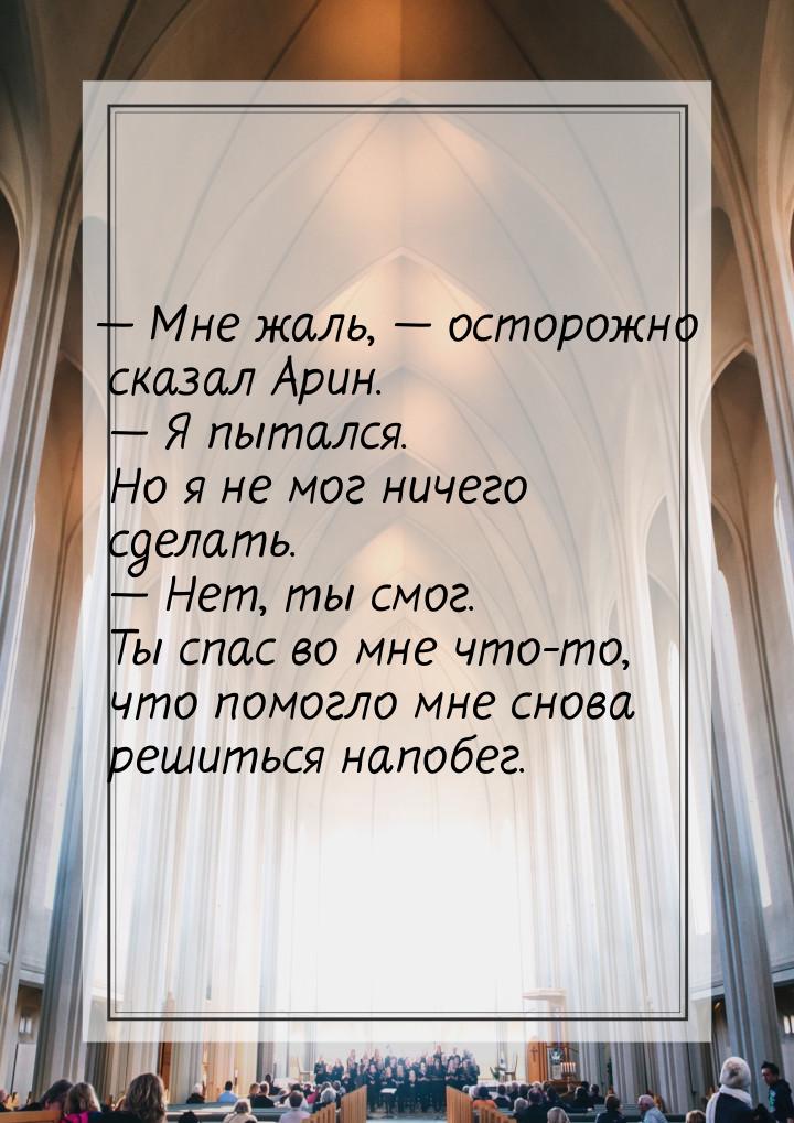 — Мне жаль, — осторожно сказал Арин. — Я пытался. Но я не мог ничего сделать.  — Нет, ты с