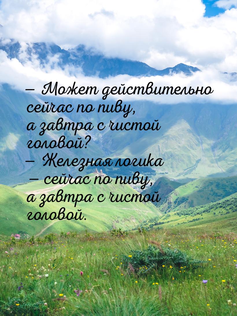 — Может действительно сейчас по пиву, а завтра с чистой головой? — Железная логика 