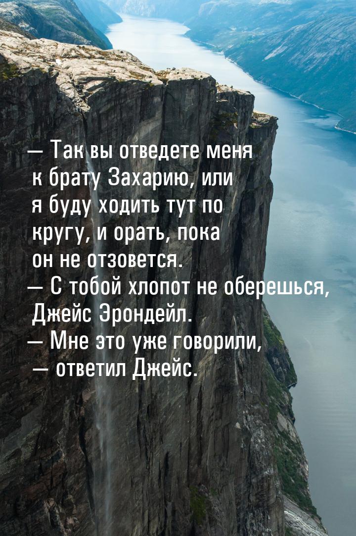 — Так вы отведете меня к брату Захарию, или я буду ходить тут по кругу, и орать, пока он н