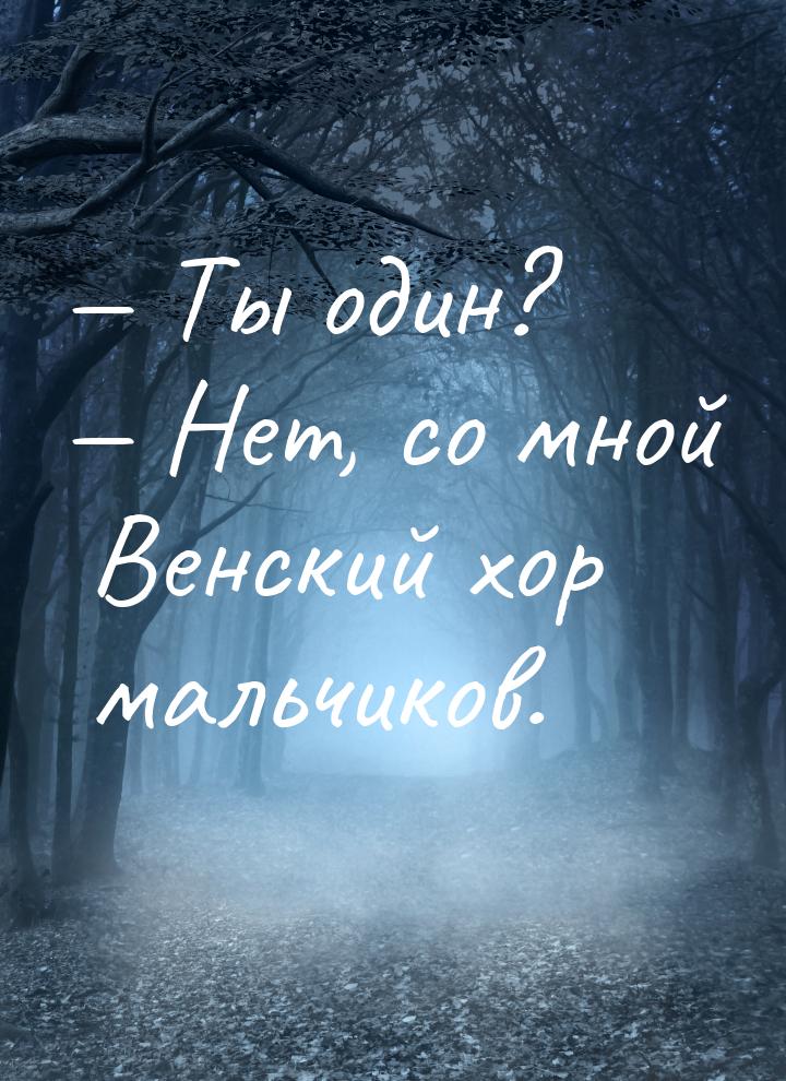 — Ты один? — Нет, со мной Венский хор мальчиков.