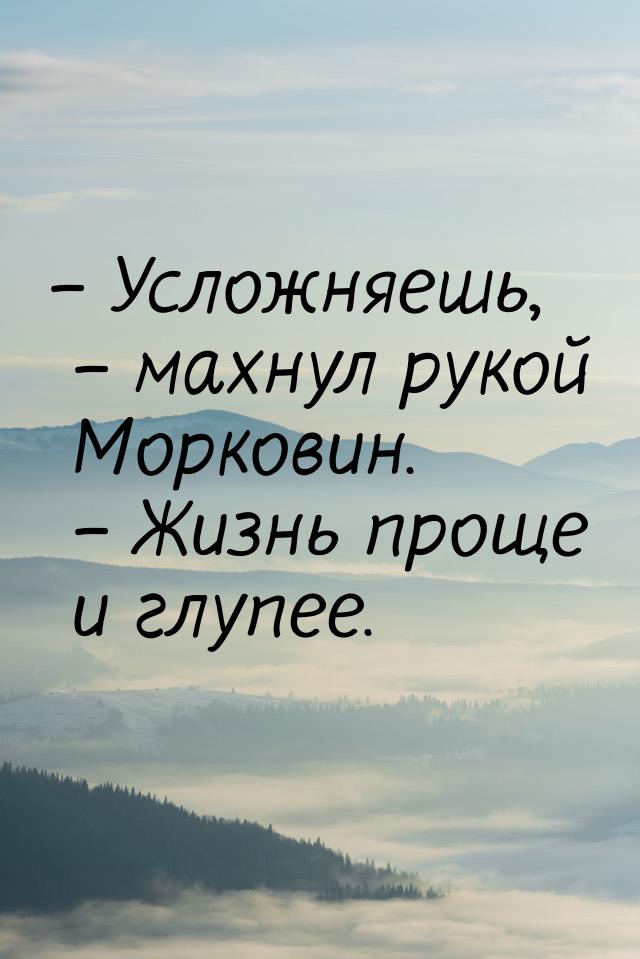 – Усложняешь, – махнул рукой Морковин. – Жизнь проще и глупее.