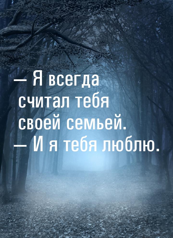 — Я всегда считал тебя своей семьей. — И я тебя люблю.