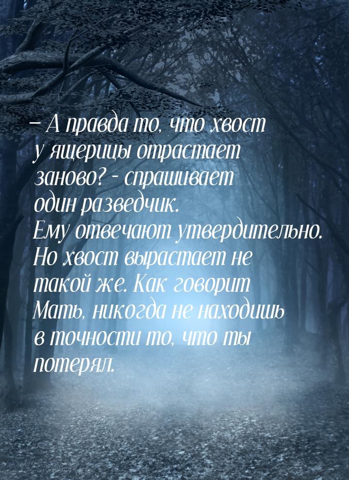  А правда то, что хвост у ящерицы отрастает заново? – спрашивает один разведчик. Ем