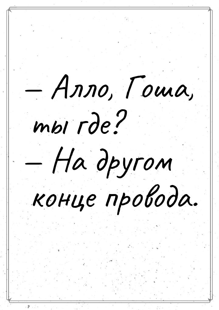  Алло, Гоша, ты где?  На другом конце провода.