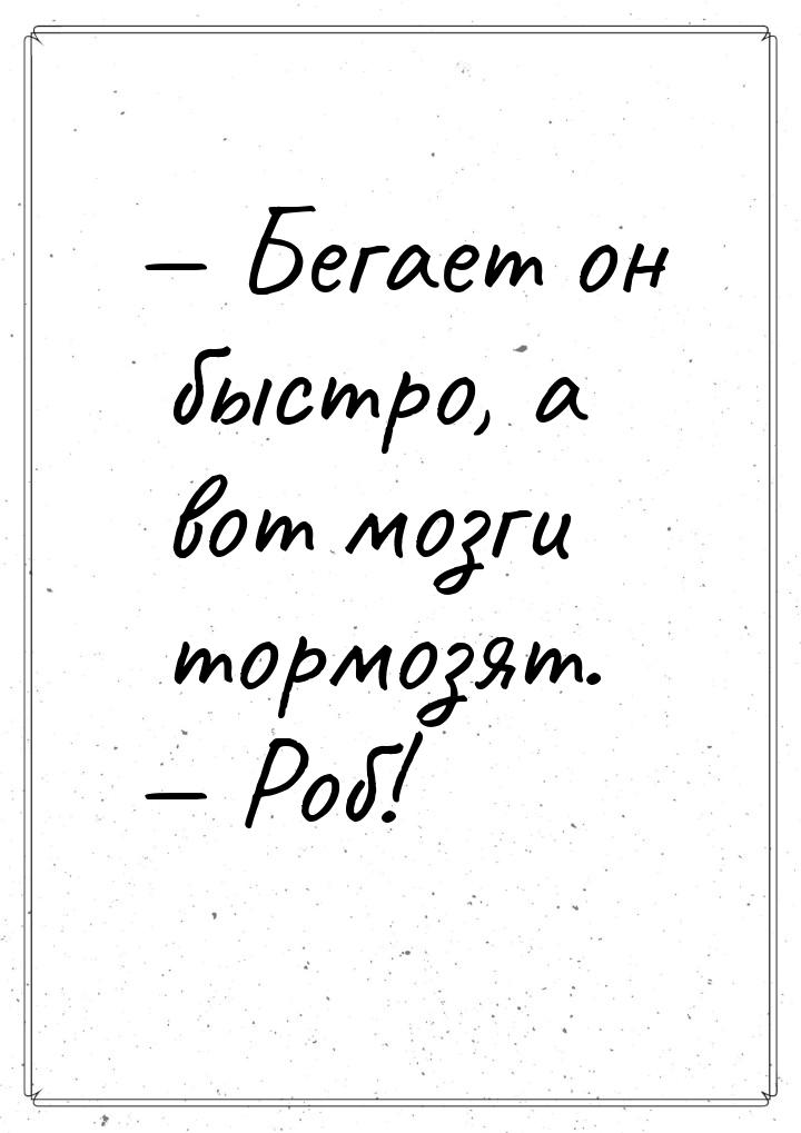  Бегает он быстро, а вот мозги тормозят.  Роб!