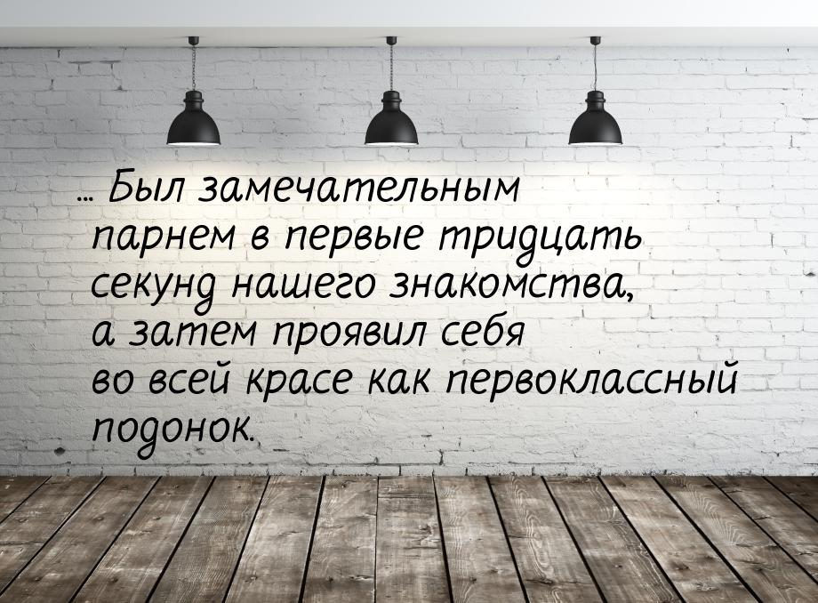 ... Был замечательным парнем в первые тридцать секунд нашего знакомства, а затем проявил с