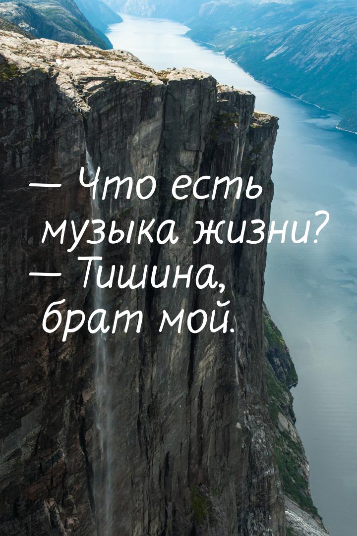  Что есть музыка жизни?  Тишина, брат мой.