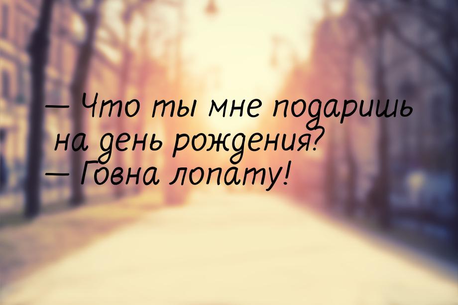  Что ты мне подаришь на день рождения?  Говна лопату!