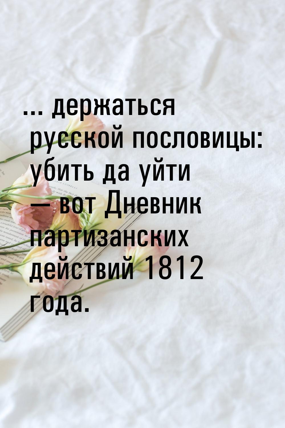 ... держаться русской пословицы: убить да уйти — вот Дневник партизанских действий 1812 го