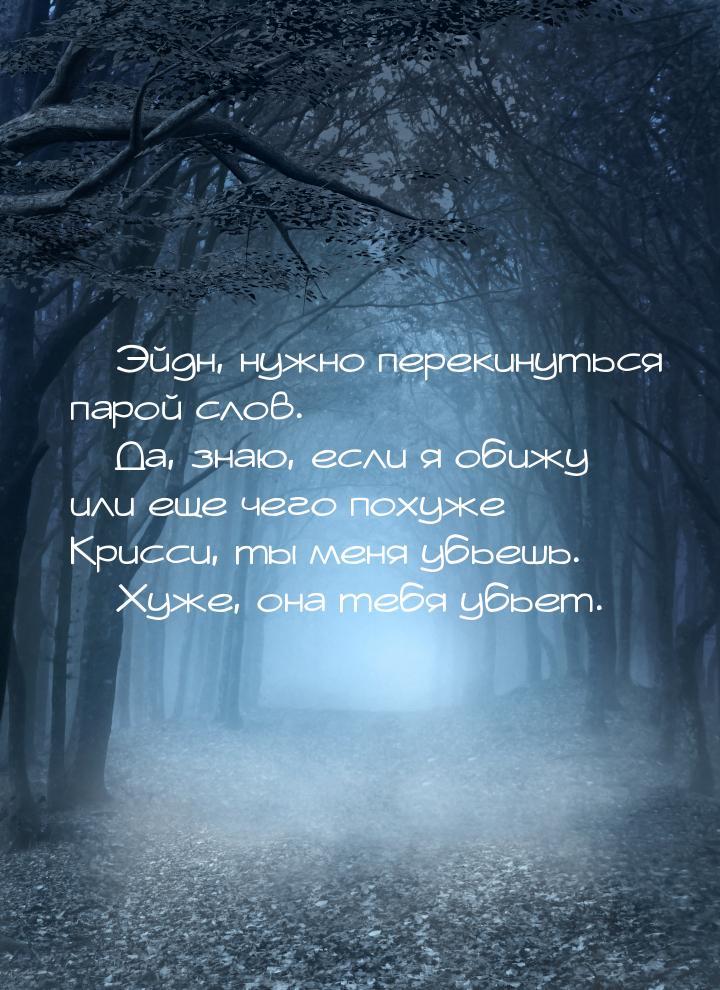  Эйдн, нужно перекинуться парой слов.  Да, знаю, если я обижу или еще чего п