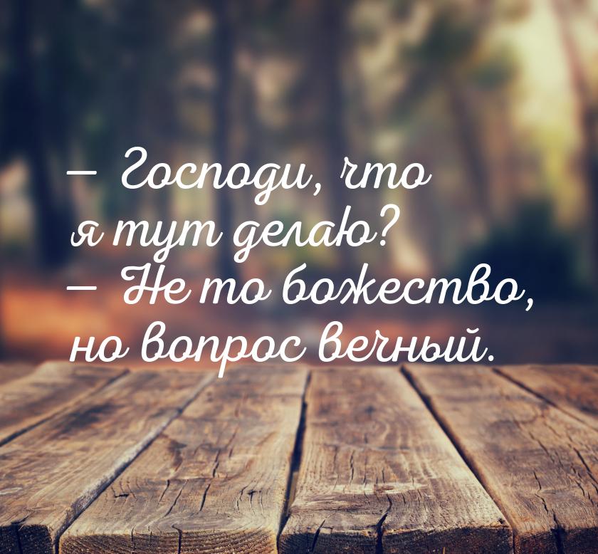  Господи, что я тут делаю?  Не то божество, но вопрос вечный.