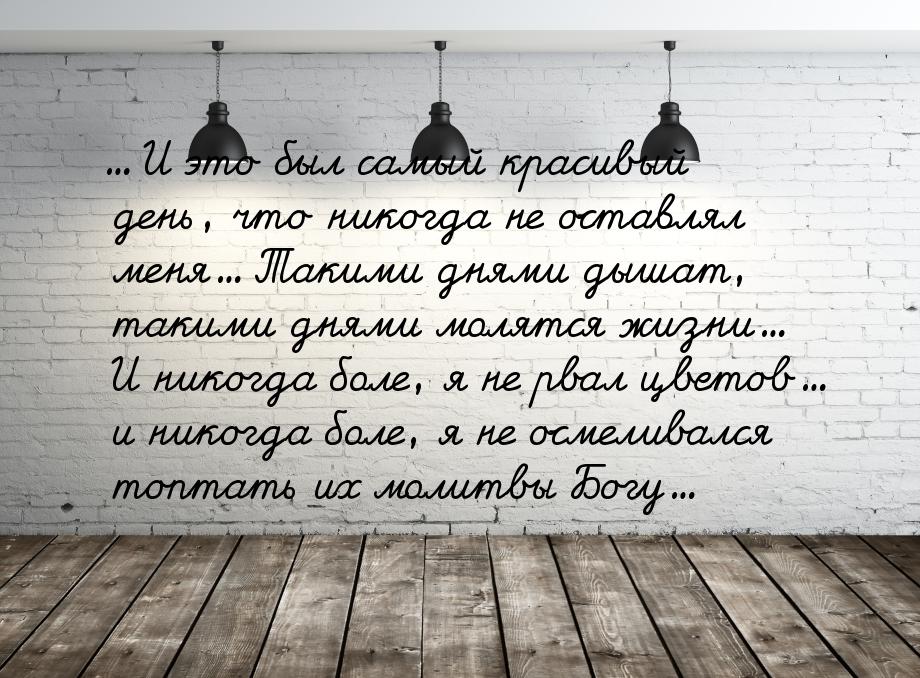 ... И это был самый красивый день, что никогда не оставлял меня... Такими днями дышат, так