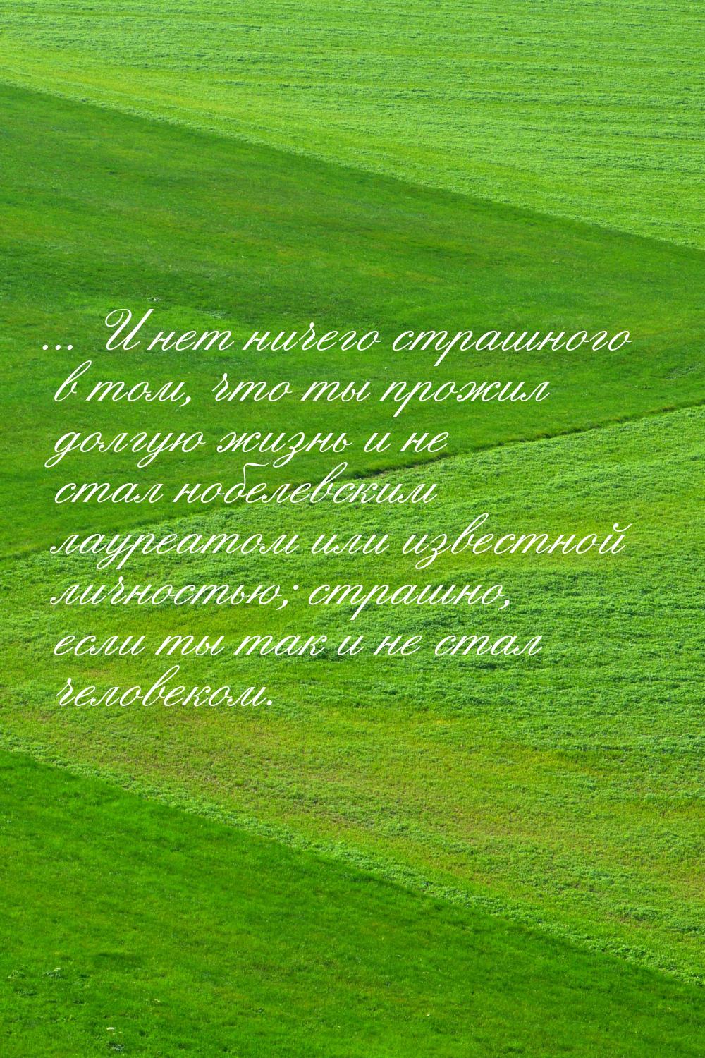 ... И нет ничего страшного в том, что ты прожил долгую жизнь и не стал нобелевским лауреат