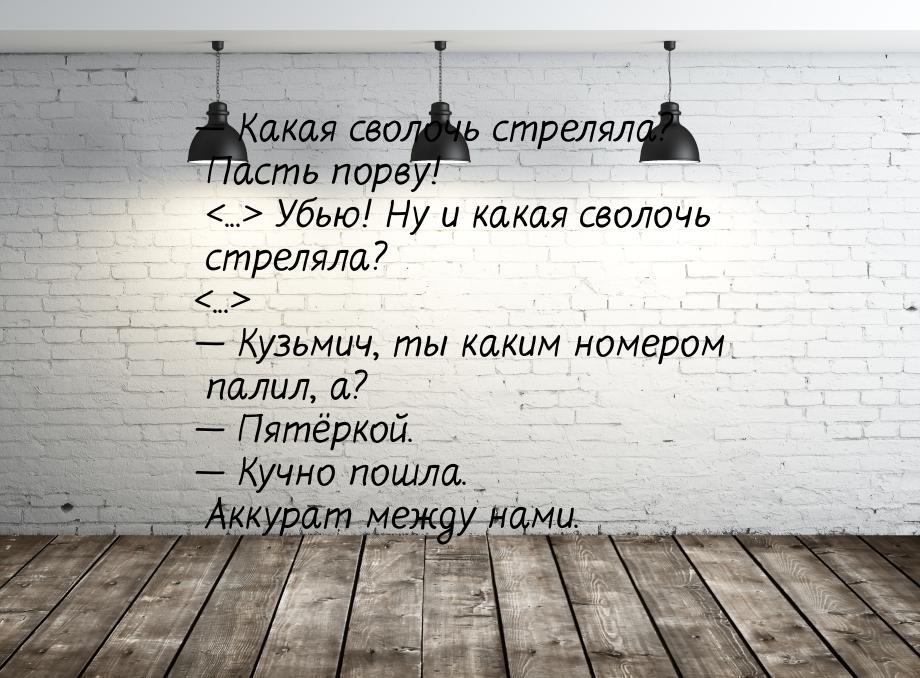  Какая сволочь стреляла? Пасть порву! ... Убью! Ну и какая сволочь стреляла