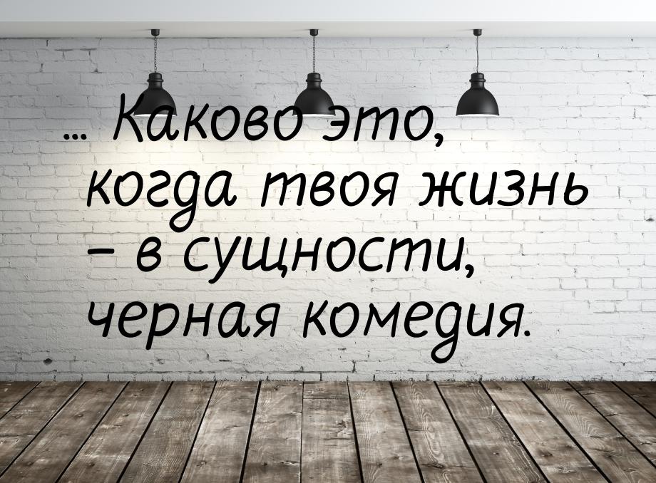 ... Каково это, когда твоя жизнь – в сущности, черная комедия.