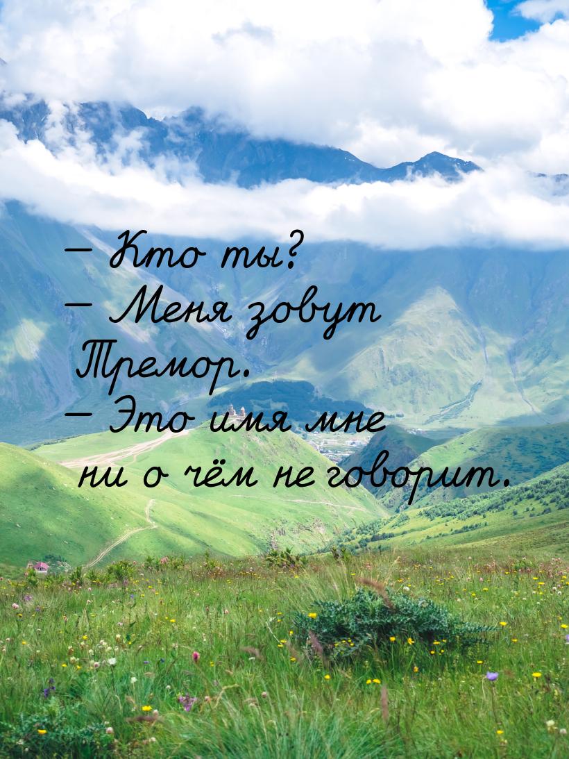  Кто ты?  Меня зовут Тремор.  Это имя мне ни о чём не говорит.