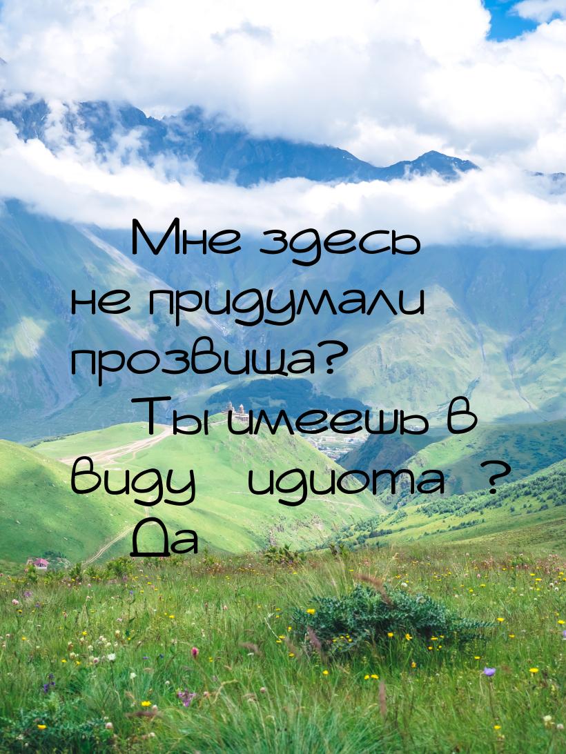  Мне здесь не придумали прозвища?  Ты имеешь в виду «идиота»?  Да…