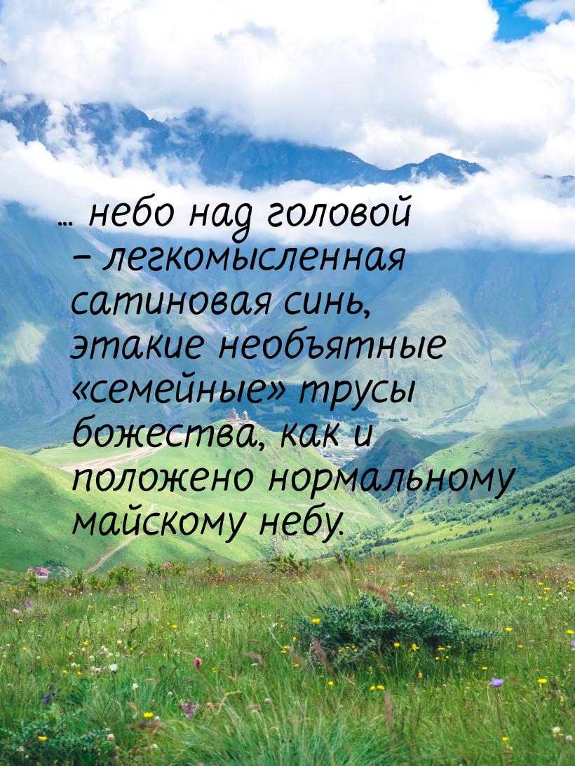 ... небо над головой – легкомысленная сатиновая синь, этакие необъятные «семейные» трусы б