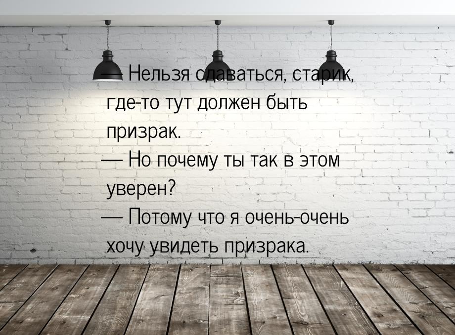  Нельзя сдаваться, старик, где-то тут должен быть призрак.  Но почему ты так