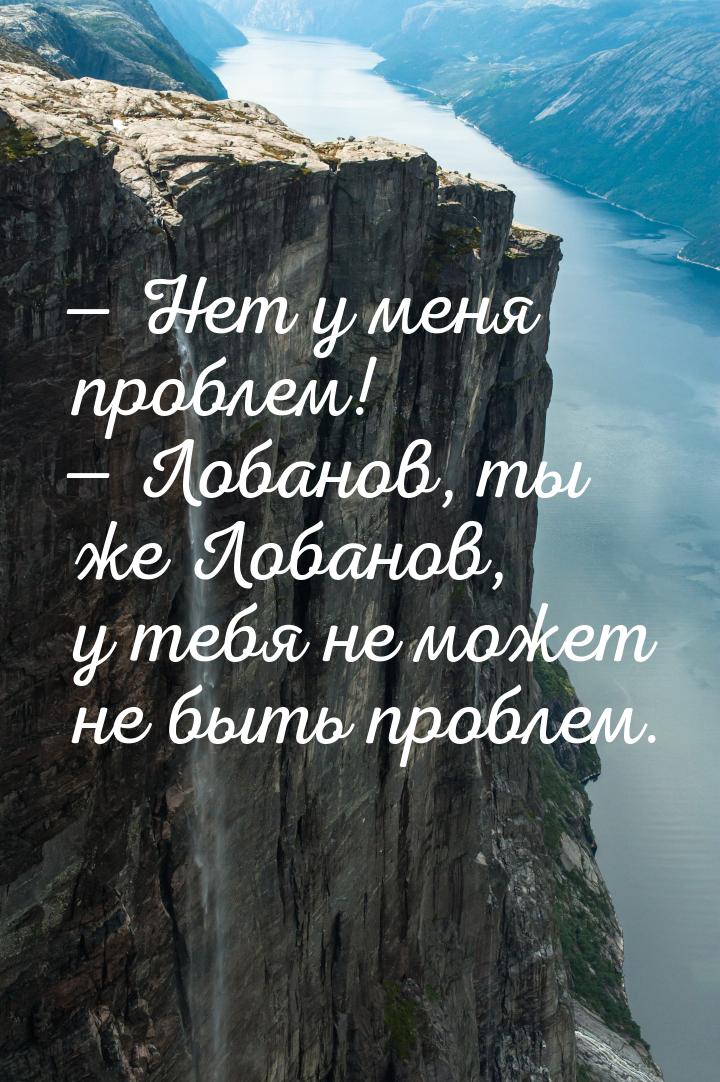  Нет у меня проблем!  Лобанов, ты же Лобанов, у тебя не может не быть пробле