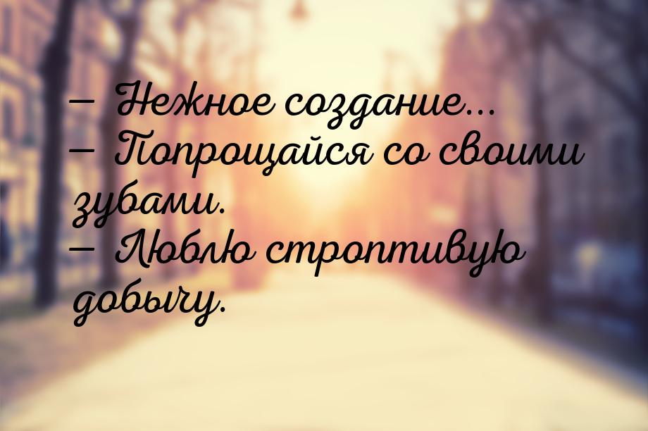  Нежное создание...  Попрощайся со своими зубами.  Люблю строптивую д