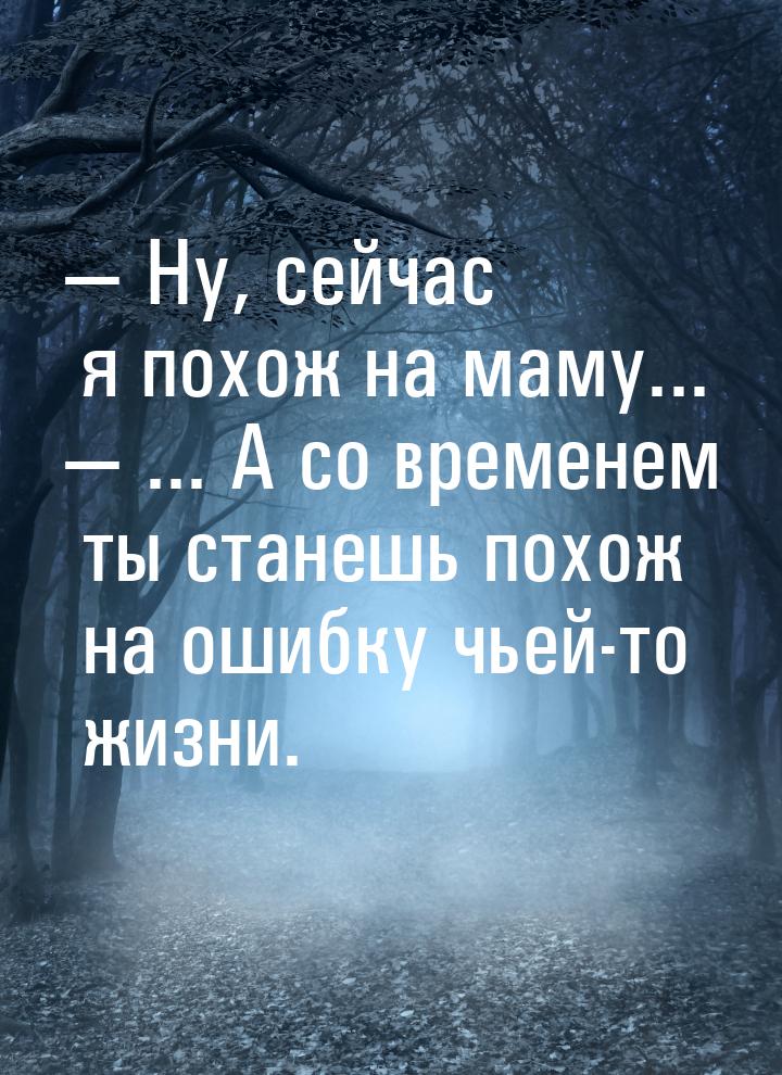  Ну, сейчас я похож на маму...  ... А со временем ты станешь похож на ошибку