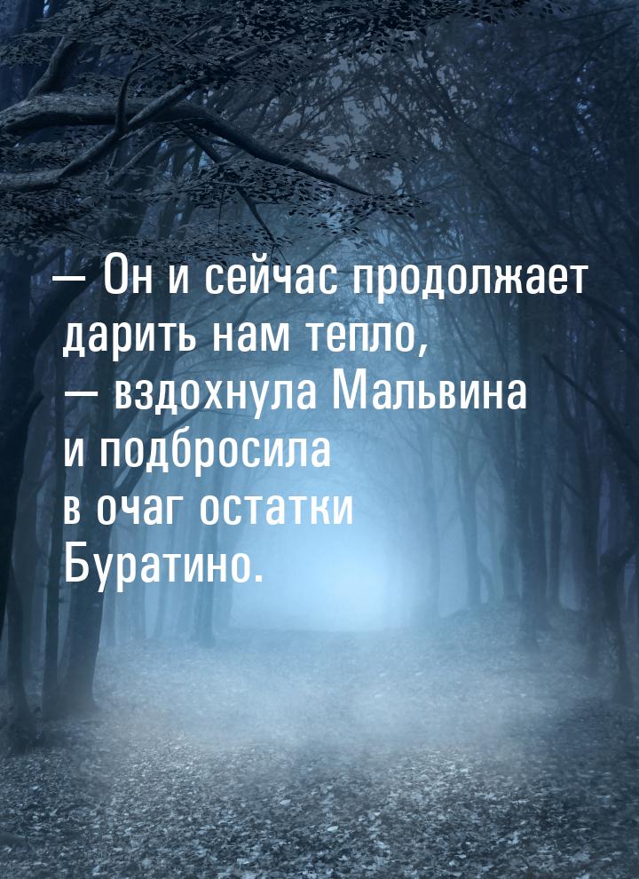  Он и сейчас продолжает дарить нам тепло,  вздохнула Мальвина и подбросила в