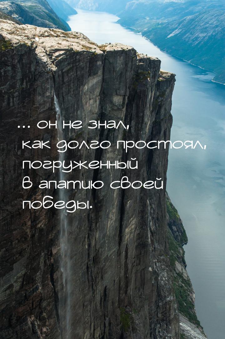 ... он не знал, как долго простоял, погруженный в апатию своей победы.