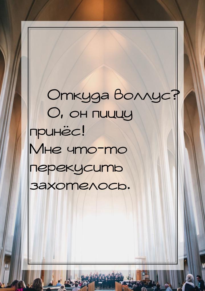  Откуда воллус?  О, он пиццу принёс! Мне что-то перекусить захотелось.