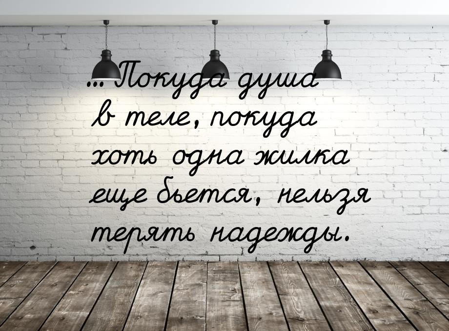 … Покуда душа в теле, покуда хоть одна жилка еще бьется, нельзя терять надежды.