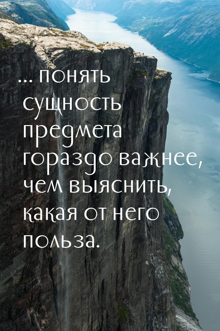 ... понять сущность предмета гораздо важнее, чем выяснить, какая от него польза.