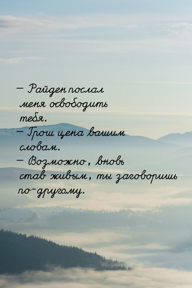  Райден послал меня освободить тебя.  Грош цена вашим словам.  Возмож