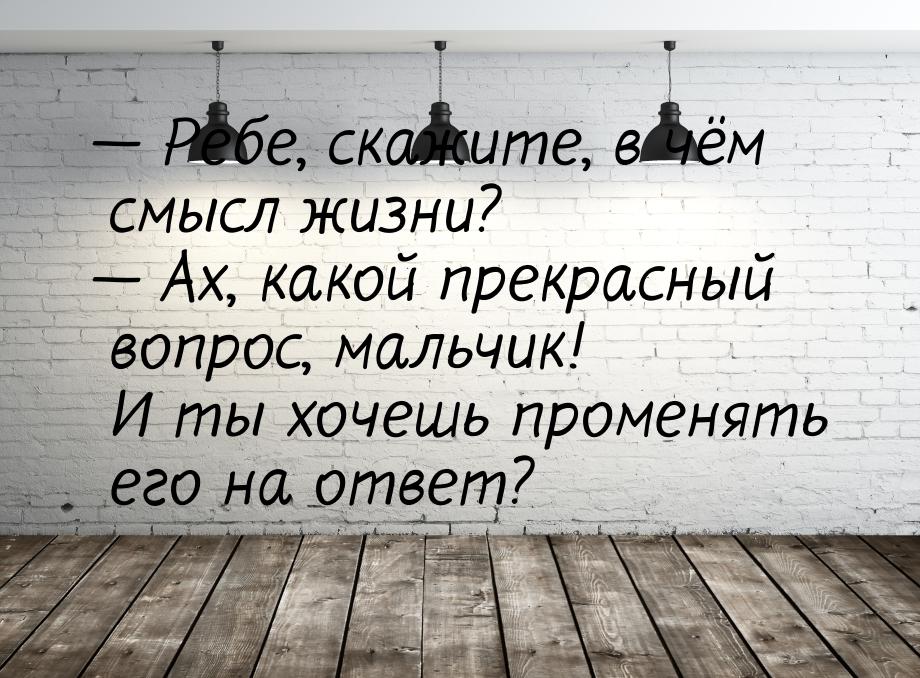  Ребе, скажите, в чём смысл жизни?  Ах, какой прекрасный вопрос, мальчик! И 