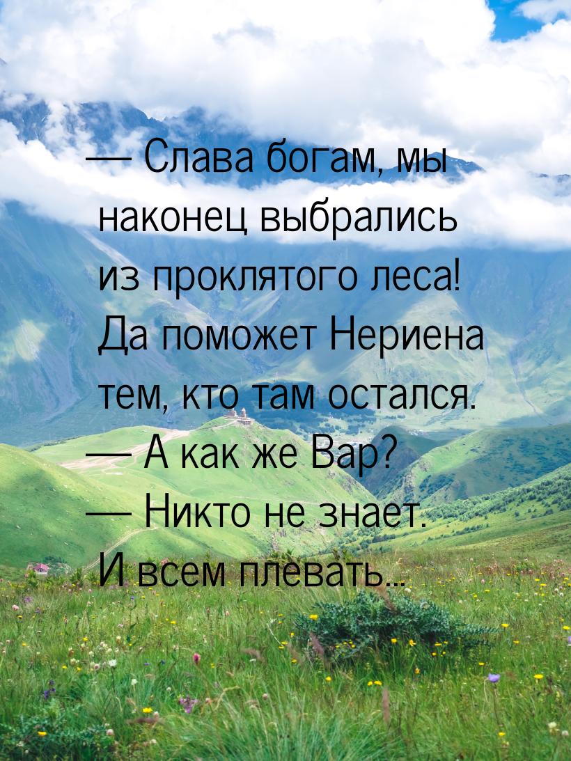  Слава богам, мы наконец выбрались из проклятого леса! Да поможет Нериена тем, кто 