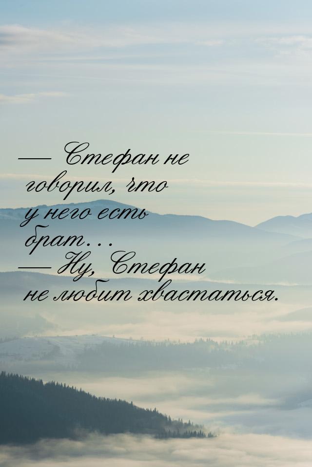  Стефан не говорил, что у него есть брат…  Ну, Стефан не любит хвастаться.