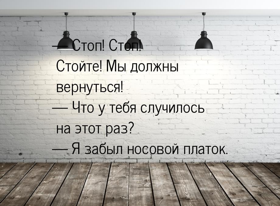  Стоп! Стоп! Стойте! Мы должны вернуться!  Что у тебя случилось на этот раз?