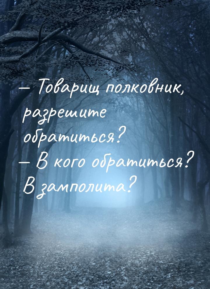  Товарищ полковник, разрешите обратиться?  В кого обратиться? В замполита?