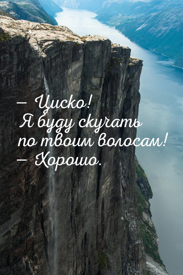  Циско! Я буду скучать по твоим волосам!  Хорошо.