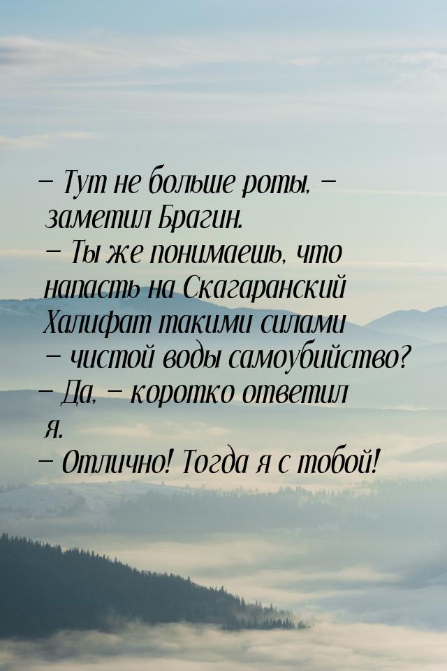  Тут не больше роты,  заметил Брагин.  Ты же понимаешь, что напасть н