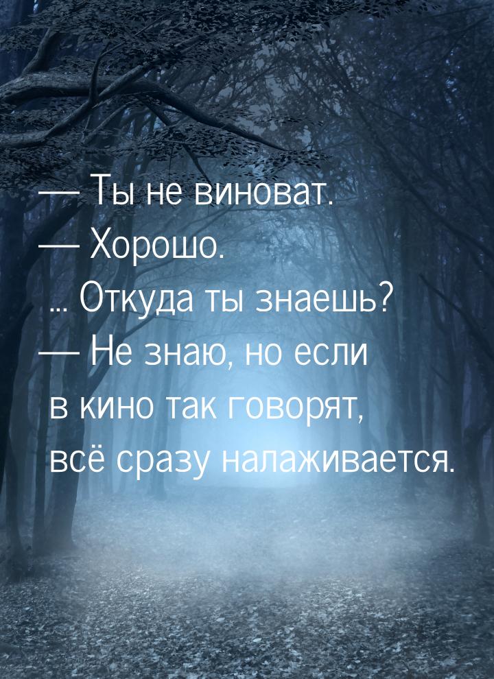  Ты не виноват.  Хорошо. ... Откуда ты знаешь?  Не знаю, но если в ки