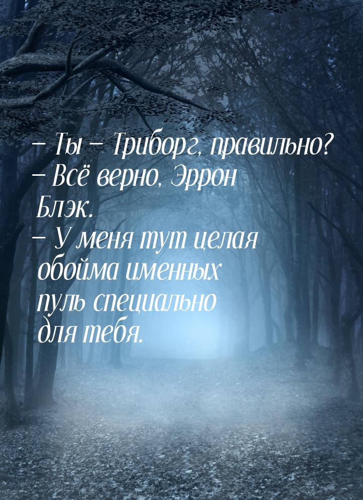  Ты  Триборг, правильно?  Всё верно, Эррон Блэк.  У меня тут ц