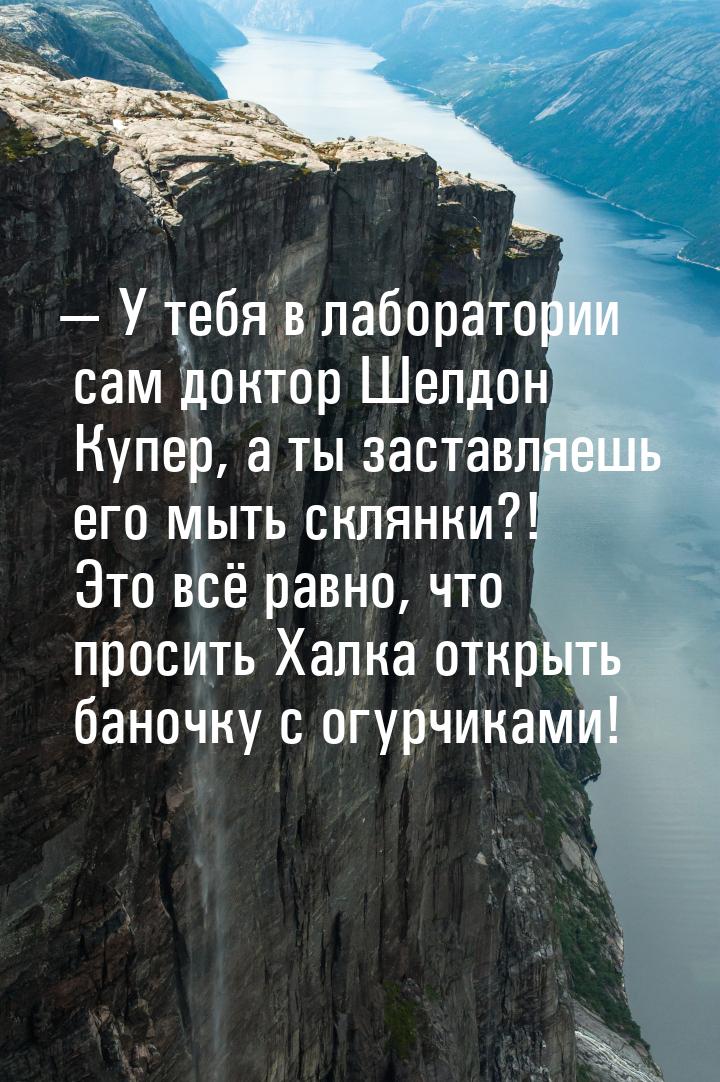  У тебя в лаборатории сам доктор Шелдон Купер, а ты заставляешь его мыть склянки?! 