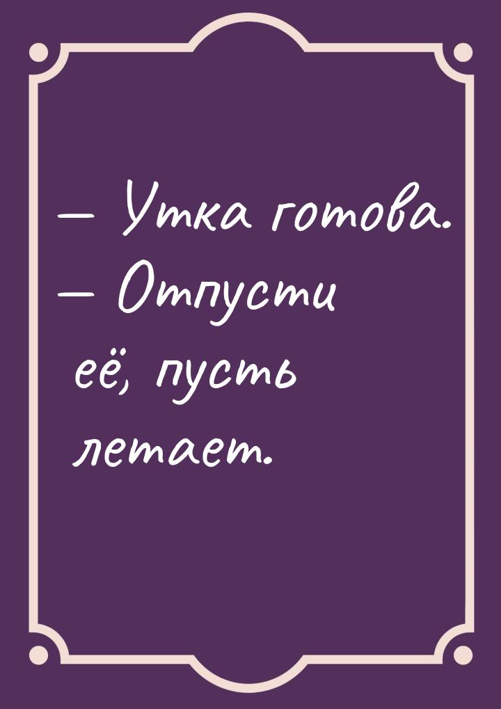  Утка готова.  Отпусти её, пусть летает.