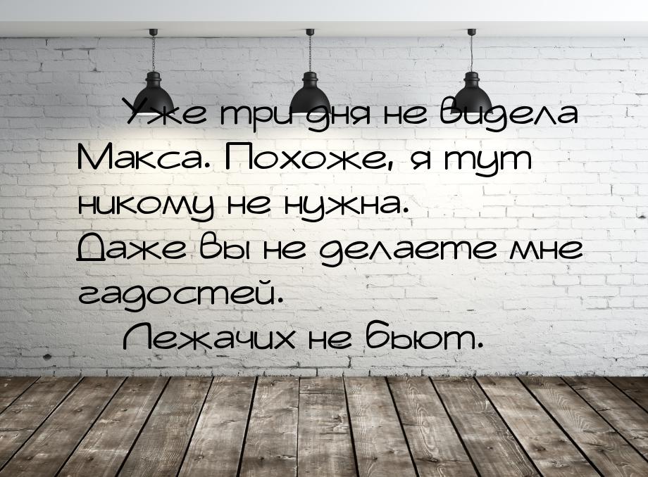  Уже три дня не видела Макса. Похоже, я тут никому не нужна. Даже вы не делаете мне